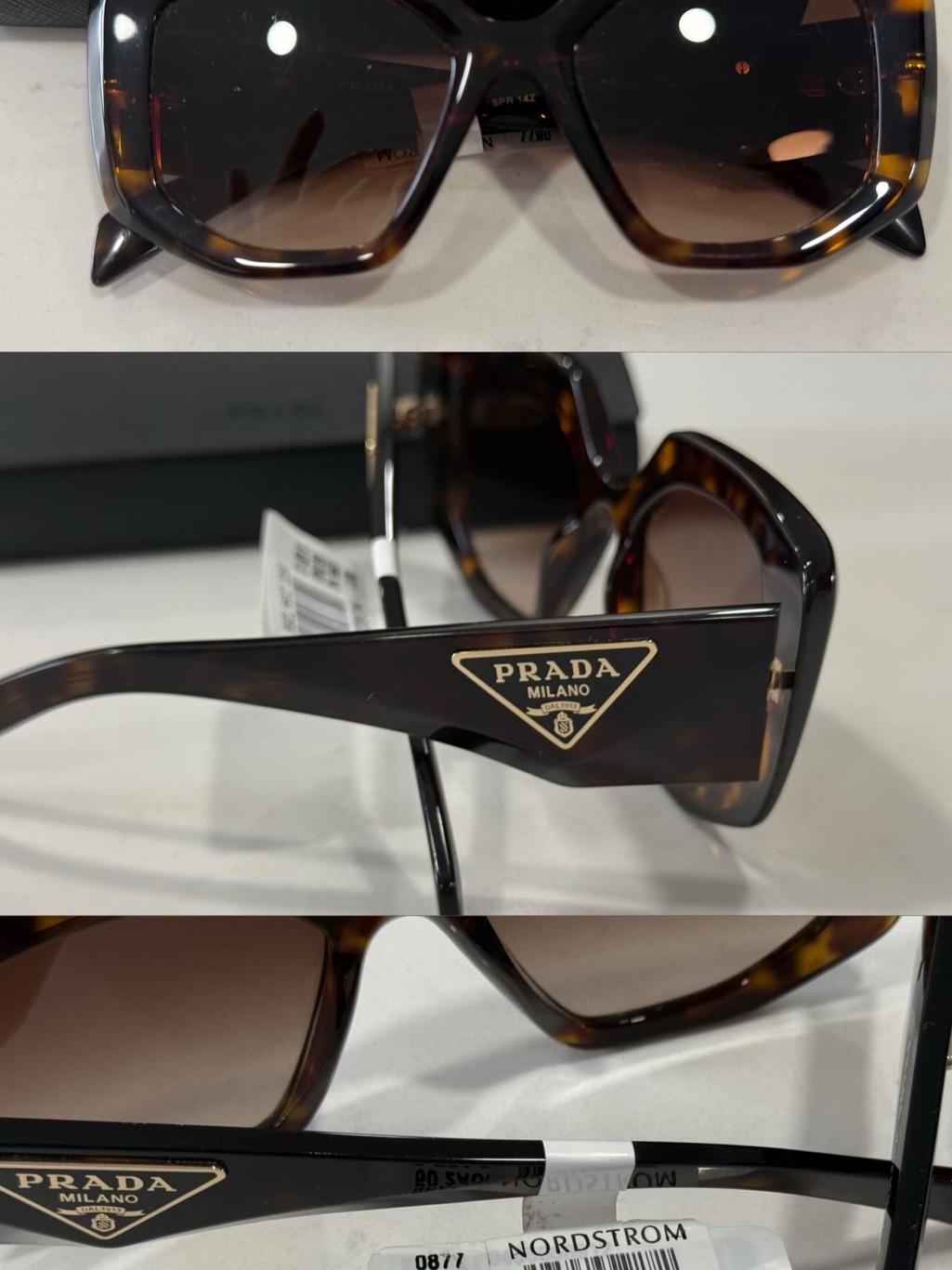 Prada Tortoiseshell Sunglasses With Brown Gradient Lenses